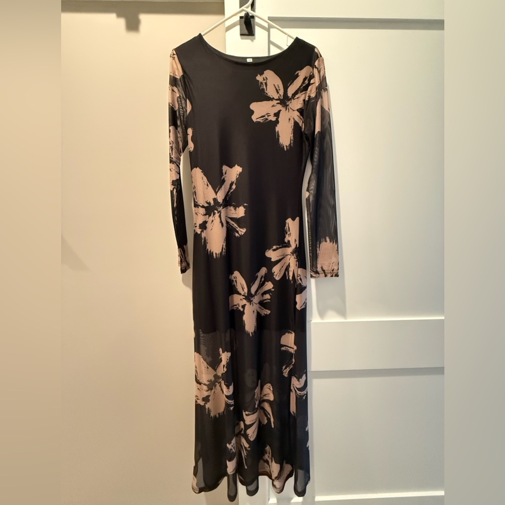 Black Tan Floral Dress
